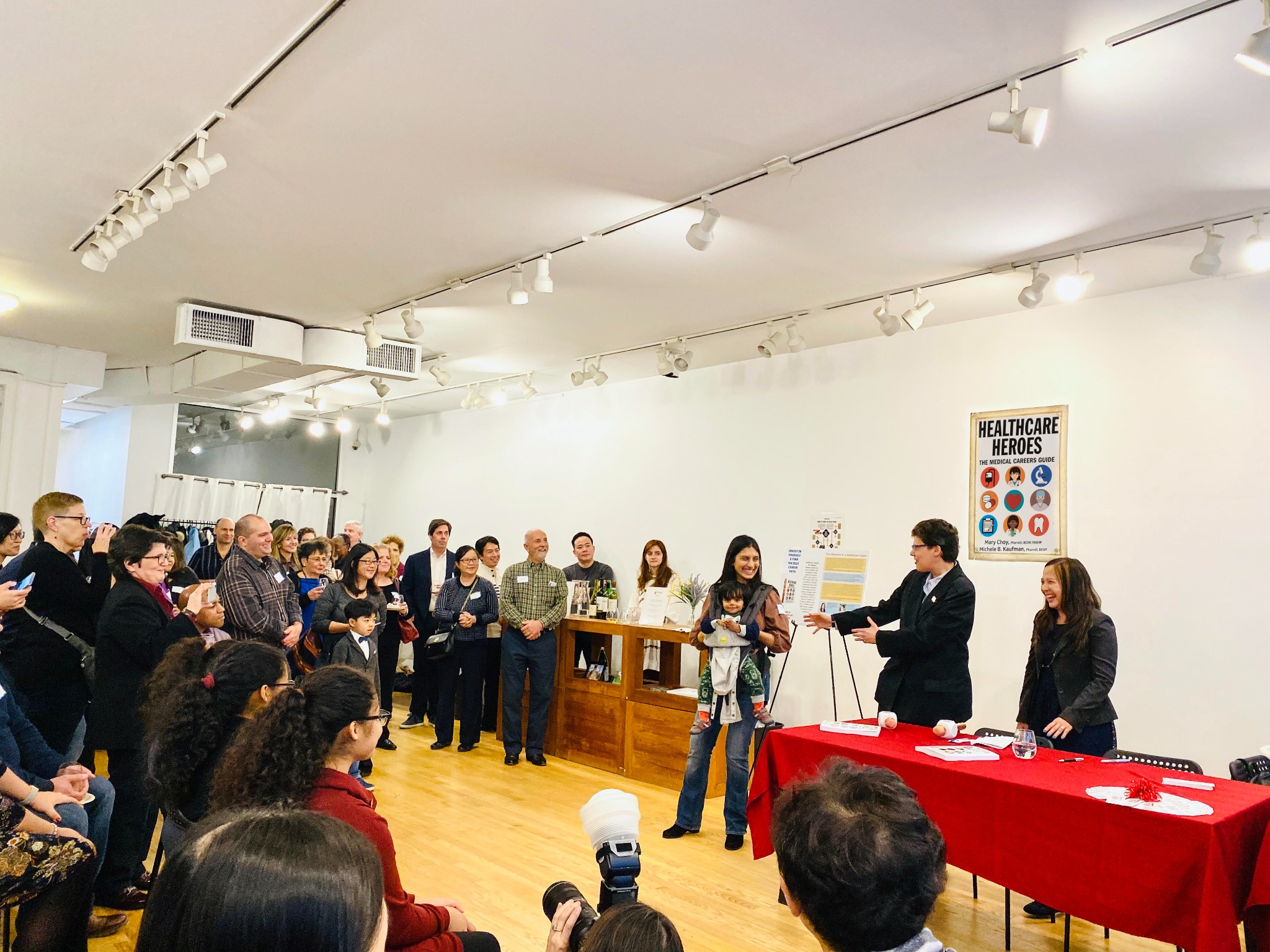 Readers and guests gather at the Healthcare Heroes book launch